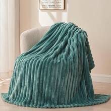 Super Soft King Blanket Pink Premium Silky Flannel Fleece 3D Ribbed Jacquard Lightweight Bed Blanket All Season Use (Pink Ribbed, King(90"X110")) - 淺青色羅紋 - 查看 11