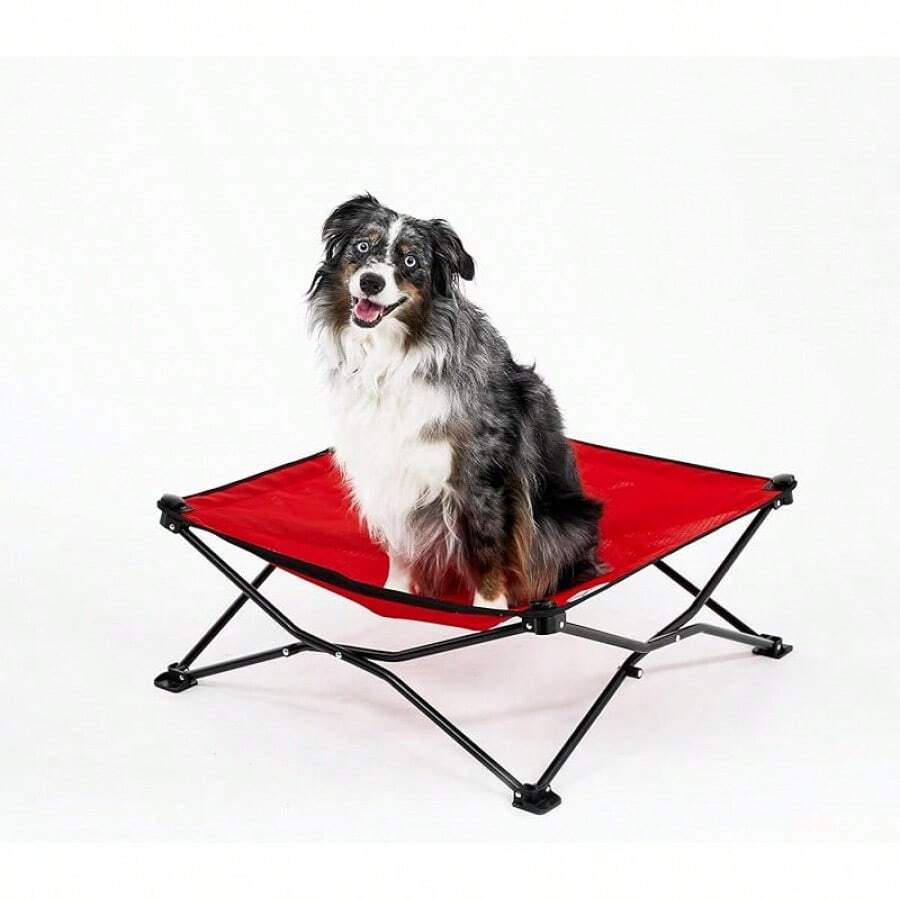 Coolaroo On-The-Go Elevated Dog Bed - Foldable Pop-Up Travel Dog Bed With Breathable, Moisture-Resistant Fabric, Carry Bag Included, Lightweight & Portable, Emerald Green, Standard - Red - View 1
