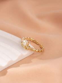 1 pièce Anneau ouvert de cœur à strass minimaliste personnalisé
