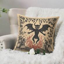 1 PIEZA Funda de almohada de peluche suave con diseño de bruja y demonio - 18x18 pulgadas, cierre con cremallera, lavable a mano - perfecto para la decoración del sofá y el dormitorio