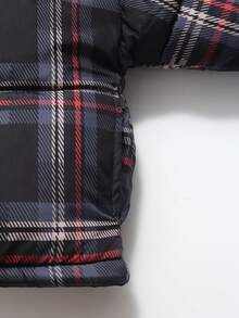 秋冬新款黑色格子连帽保暖羽绒服，卡通加厚派克大衣 - 彩色 - 查看 8