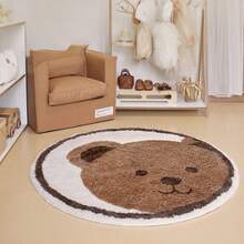 1pc Round Rug Cozy Brown & Cream Bear Face Round Area Rug - Ultra Soft, Comfortable For Bedroom, Living Room, Study, Entryway, Children's Game Room, Room Decor, Nursery As Floor Mat, Cashmere-Like Bedroom Rug Play Mat, Washable & Non-Slip, Rugs For Bedroom, Bedroom Mat - Indoor All-Season Home Decor, Decorative Rugs, Bedside Rug, Circle Rug, House Decor | Bedroom Decor - Multicolor - View 14