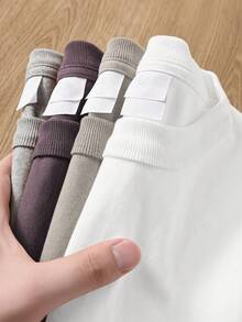 Blueplus Men's Summer T-Shirt, Weight 220g, 100% Cotton, Comfortable To Wear, 1PC T Shirt Men Very Suitable For Sports, Outdoor Entertainment, Versatile And Casual, Solid Color Short-Sleeved T-Shirt, Pure Cotton Material | Holiday Gift