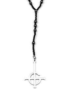 Collar colgante de acero inoxidable de color dorado/plateado/negro Ghost Nameless BC con piedra negra del fantasma, collar de rosario de estilo católico de 59 cuentas con piedra negra del fantasma, collar con cadena de suéter de moda para hombres y mujeres, accesorio de pareja - estilo de regalo - collar - Ver 6