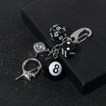 1pc Unisex Fashionable Lucky Dice Keychain, New Multi-Sided Dice Pool Ball Phone Case Bag Car Key Chain Pendant Car Accessories Bag Charm
