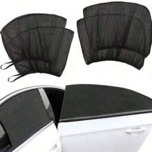 Set de 4 parasoles plegables y redes mosquiteras para ventanas de coche, apropiados para protección solar y privacidad del vehículo, también se pueden usar como parasoles de coche y para sombra en campamento al aire libre