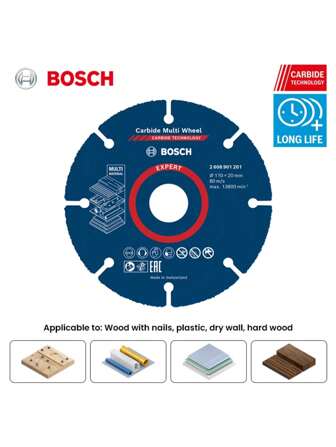  Disc de tăiere multi-material Bosch EXPERT, 110 mm, tehnologie carbură, compatibilitate universală cu marcă