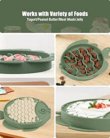Coomazy Large Silicone Slow Feeder Dog Bowls, Interactive Puzzle Toy Pets Food Training, Keeps Dogs Busy, Prevents Puppy Overeating (Dark Green, Large: 3.2Cup) - Quả bơ - Xem 10