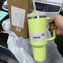 STANLEYSINCE 1913 40 Oz Stainless Steel Tumbler Double Wall Vacuum Insulated Portable Drinking Cup Travel Lced Coffee Mug Summer Drinkware With Handle And Straw, Perfect For Travel, Home, Office, Gift, Lce Drinks And Hot Drinks - Mint Green - View 4
