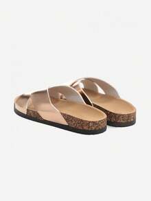 Summer Casual Versatile Simple Criss-Cross Sandals & Slippers - Champagne - View 4
