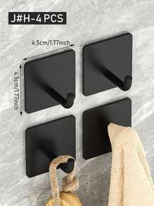 1/2/4 Pcs Square Adhesive Hooks, Wall Mounted Towel Hooks Without Drilling, Hanging Hooks Racks, Shower Clothes Hanger, Home And Apartment Essential, Bathroom & Kitchen Organization And Storage