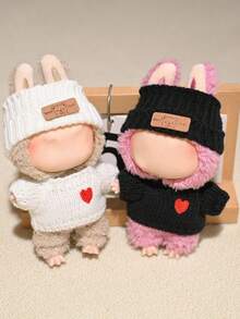 1 件套服装 - 派对连衣裙搭配心形毛衣和熊标志帽子，非常适合返校季、娃娃衣橱更新， - 彩色 - 查看 2