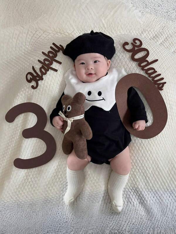 1 Set Newborn Baby Photography Props, Infant Milestone Bedding Backdrop Decor For 100th Day, Full Moon, Unisex Growth Ceremony Accessories