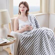 Super Soft King Blanket Pink Premium Silky Flannel Fleece 3D Ribbed Jacquard Lightweight Bed Blanket All Season Use (Pink Ribbed, King(90"X110")) - 黑白羅紋 - 查看 2