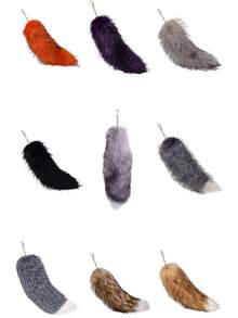 1 件毛茸茸的狐狸尾巴包饰物、多色毛绒尾巴包吊坠、可爱动物钥匙扣装饰、毛皮钥匙圈、万圣节超大狐狸尾巴钥匙扣（尾巴颜色可能有所不同，钥匙扣随机包含）