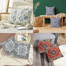 Set Of 2/1 Pc Chinoiserie Flowers Trees Blue Throw Pillow Cover, 18 X 18 Inch Floral Cushion Case Indoor Outdoor Decoration For Sofa Couch Farmhouse