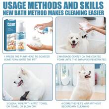 Trockenshampoo für Haustiere, Katzen und Hunde, Reinigungsschaum für Bad ohne Spülen, Geruchsentferner, Haustierbedarf