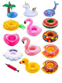 Aufblasbarer Getränkehalter, Getränke-Schwimmkörper für den Pool, Pool Getränke-Schwimmkörper für Hawaii-Motiv Pool Partys, süße Flamingo aufblasbare Becherhalter Untersetzer, Schwimmuntersetzer für Poolparty