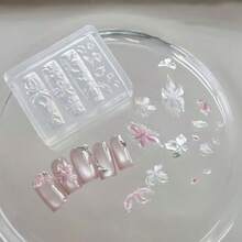 Lily Flower Charms Silicone Nail Mold Gel Nail Art Mold Floral Charms For Nails Design Reusable Flower Molds Silicone Nail Tools For DIY Ice Flowers Manicure Carved Floral Mold - 白色透明 - 查看 6