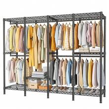 MODULAR CLOTHING SYSTEM - Heavy-Duty Metal Garment Rack 1100 Lbs - 4x4 Design - 77" Width - Equipment - Holds 240+ Garments - Multiple Assembly Options - Steel Construction - Space-Optimizing - For Home & Commercial Use