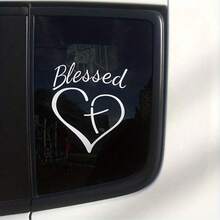 Show Your Faith With This Stylish Heart And Cross Decal Sticker For Cars, Trucks, And Laptops! - White - View 3