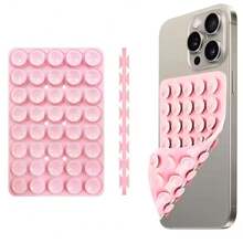 1 buc Mâner de telefon din silicon, Ventuză cu două fețe cu 24 de ventuze, Multifuncțional Pătrat Autoadeziv Antiderapant, Mâner de telefon, Mâner adeziv pentru telefon, Suport adeziv pentru telefon, Telefon adeziv