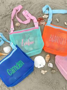 Personalized Kids Beach Bag, Seashell Bag, Toddler Beach Tote, Summer Pool Bag, Kids Travel Bag, Beach Bucket Bag