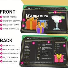100 Cocktail Recipes Card - Master The Mix With Ease, Perfect For Home Entertainment And Professional Use, Cocktail Cheat Sheet | Vibrant Design | Durable Cardstoc - Black - View 5