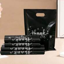 100个/50个/20个可重复使用的黑色塑料购物袋 - 非常适合答谢礼物、圣诞节、派对、商店和精品店 - 20pcs - 查看 11