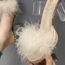 Furry High Heels For Outdoors - 杏色7公分升級版 - 查看 2