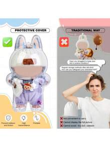 1pc Labubuu The Monsters Protective Acrylic Hard Case With Keychain, Clear Display Box For Labulabu Collectibles, Figurine Accessories (Figurine Not Included), Home Decor, Gifts For Women