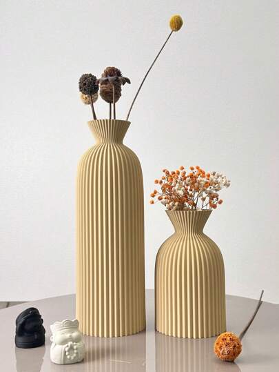 Wavy Texture Art Vase, Bohemian Flower Dried Indoor ative Entryway Office Vase Home Room Glass view 3