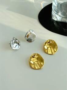 JOJELOO 1 paire de boucles d'oreilles rondes asymétriques scintillantes avec un design vague unique, convenant aux femmes, détachables et de couleurs contrastées