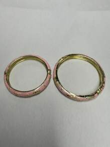 1 pieza Pulsera bohemia nueva y elegante estilo con esmalte champlevé chapado en oro y patrón floral, adecuada como joyería para mujeres y niñas