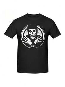 Men'S Crimson Ghost Misfits T Shirts Skull Cotton Clothes Vintage Short Sleeve Round Collar Tees Plus Size T-Shirt - 黑色 - 查看 1