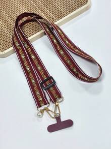 Fashionable Floral Nylon Phone Lanyard Necklace With Pearl Pendant Bracelet, Compatible Universal Accessory - Floral Necklace - View 19