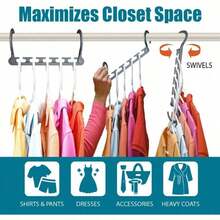 Local Shipping-Wonder Hanger Max 10-Pack Space Saving Hangers, Reinforced Hooks Swivels 360°, Cascading Hanger, College Dorms & Storage Closet Organizer, Fully Assembled – Grey - Grey - View 3