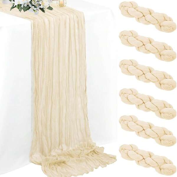 1/4/6 piezas Camino de mesa plisado beige, mantel plegado, decoraciones para fiestas de cumpleaños, decoraciones de boda, decoraciones de casas de vacaciones, decoraciones de sala para fiestas, cubierta de mesa de unicolor, decoraciones de cumpleaños, decoraciones de boda para la mesa, faldas de mesa para fiestas, recuerdos de fiesta