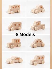 8 piezas/set Juguetes de coche de madera DIY para pintar, juguetes de coche de madera DIY, coches de madera sin terminar, manualidades para estudiantes y actividades en el hogar, set de tiempo familiar y carpintería fácil, kit para construir y pintar tu propio coche y camión, regalos para niños - Caqui - Ver 4
