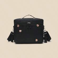 1pc Embroidered Multi-Bears Insulated Baby Stroller Storage Bag, Thermal Bag, Cooling Bag, Can Be Hung On Baby Stroller - Black - View 1