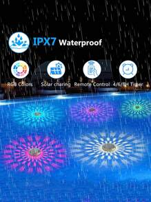 2 Stücke Solar aufladbare schwimmende Pool Leuchten, mit Fernbedienung, 9 Beleuchtungsarten, Zeitsteuerung, IPX7 wasserdicht, geeignet für Erdpool, Badezimmer, Badewannen, Schwimmbäder, Halloween, Hochzeitspartys