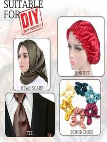 1pc Shiny Satin Crystal Satin Plain Untwisted Silk Hanfu Dress Robe Sleepwear Fabric, DIY Material - Multicolor - View 3