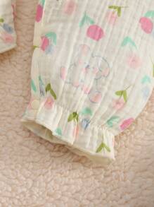 MommBaby Mono de manga larga con estampado floral y de conejo en capas para bebé niña, con botones, abierto por delante y en la entrepierna, lindo conjunto de primavera/otoño