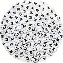 100/200/300/500/1000pcs Acrylic Letter Beads Jewelry Making Kits, Bohemian Style Beads For DIY Bracelets, Necklaces, Keychains - Hollow Letter Beads Mixed With Game & Friendship Themed Beads - Black and White - View 3