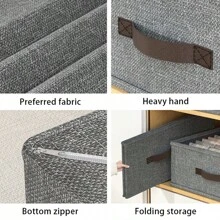 1 Peça Caixa de Armazenamento de Roupas Atualizadas, Cinza, de Duas Fileiras, Lavável, Conveniente para Organização Sazonal, Gaveta Grande Dobrável de Grande Capacidade para Uso Doméstico, Fácil de Carregar, Dobrar e Armazenar, e Fácil de Extrair Organizador de Roupas Íntimas, Organizador de Gaveta, Organizador de Gravatas de Roupeiro