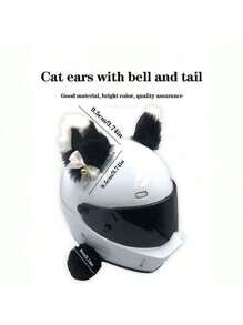 2 pièces Décoration de casque avec oreilles de chat et clochette dorée, oreilles en peluche pour casque, accessoires de casque de moto de ski, oreilles de chat pour casque, accessoire adhésif en peluche pour casque de vélo et de moto, décoration de casque pour Noël, Halloween, Jour des Morts