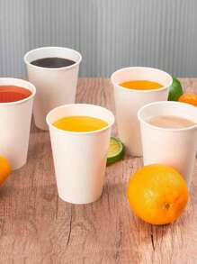100pcs White Thickened Paper Cups, Disposable Milk Tea Coffee Cup, Disposable Craft Paper Colored Cups With Lid, Double-Layer Insulated Disposable Coffee/ Milk Tea Paper Cup , Festival, Party , For Christmas Party