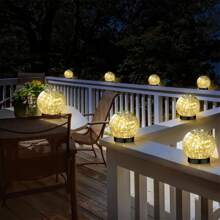 Solar Powered Cracked Glass Ball Outdoor Lights - Garden Pathway Lights With Ground Stakes, Charged 2 Hours, 6-8 Hours Usage, Ideal For Easter, Wedding Decor, Yard, Lawn And Walkways
