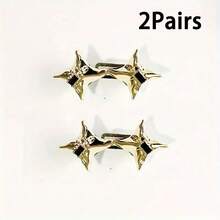 2/4 Stücke einstellbarer Taillenmieder, nahtlose Raffvorrichtung für Skinny Jeans, abnehmbarer Stern-Strass-Jeansschnallenbesatz, Metall-Taillengürtel-Raffsieb, geeignet für Hosen und Röcke - Silber/Schwarz