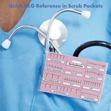 EKG Badge Card EKG Badge Buddy Nursing Reference Interpretation ECG Ruler Measurement Cardiac, Cheat Sheet Nurse Accessories For Work Stemi Telemetry Interpretation 12 Lead ECG Rate Pocket Cards - 黑色 - 查看 8